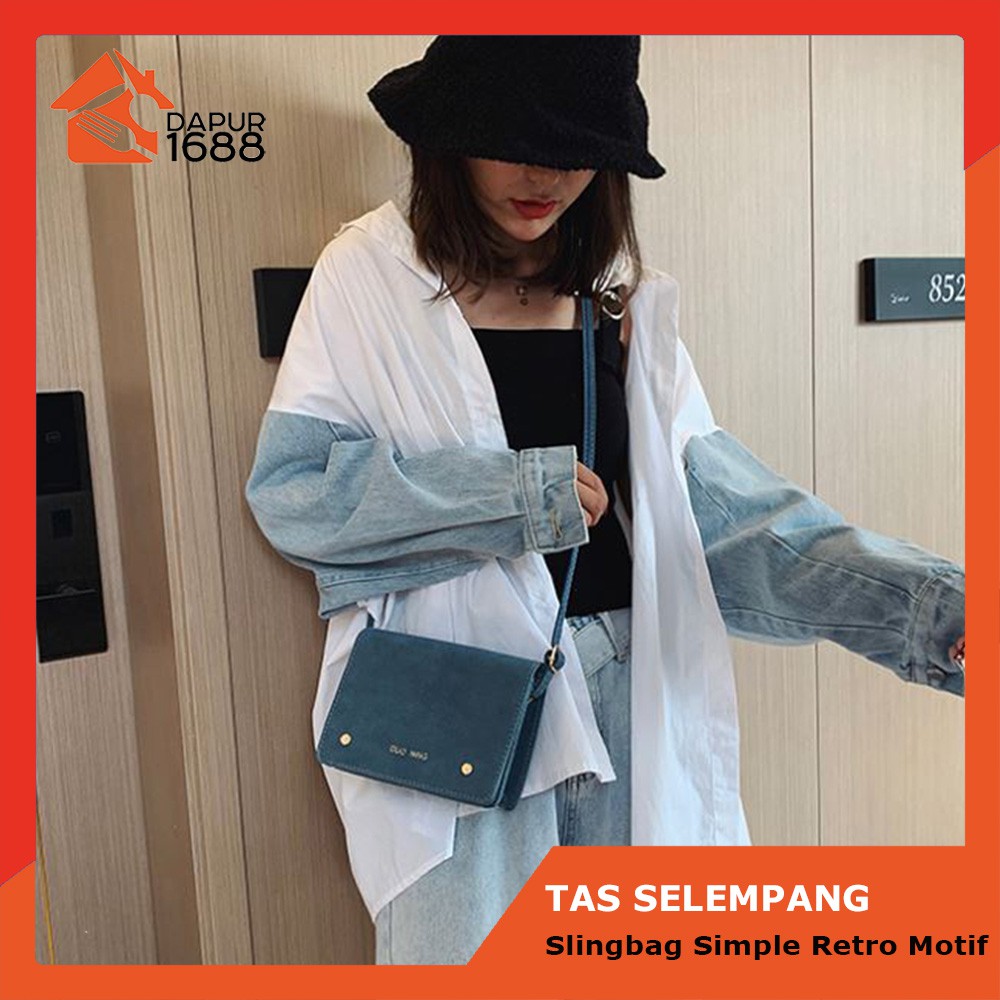 Tas Selempang Wanita Slingbag Simple Retro Motif Tas Pesta Bahan Kulit Sintetis Korean Fashion Style