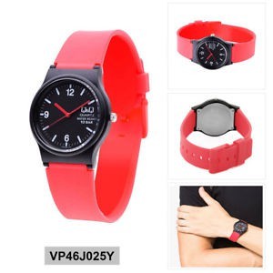 QQ Original VP46J025Y Jam Tangan Wanita - Merah Hitam - Karet