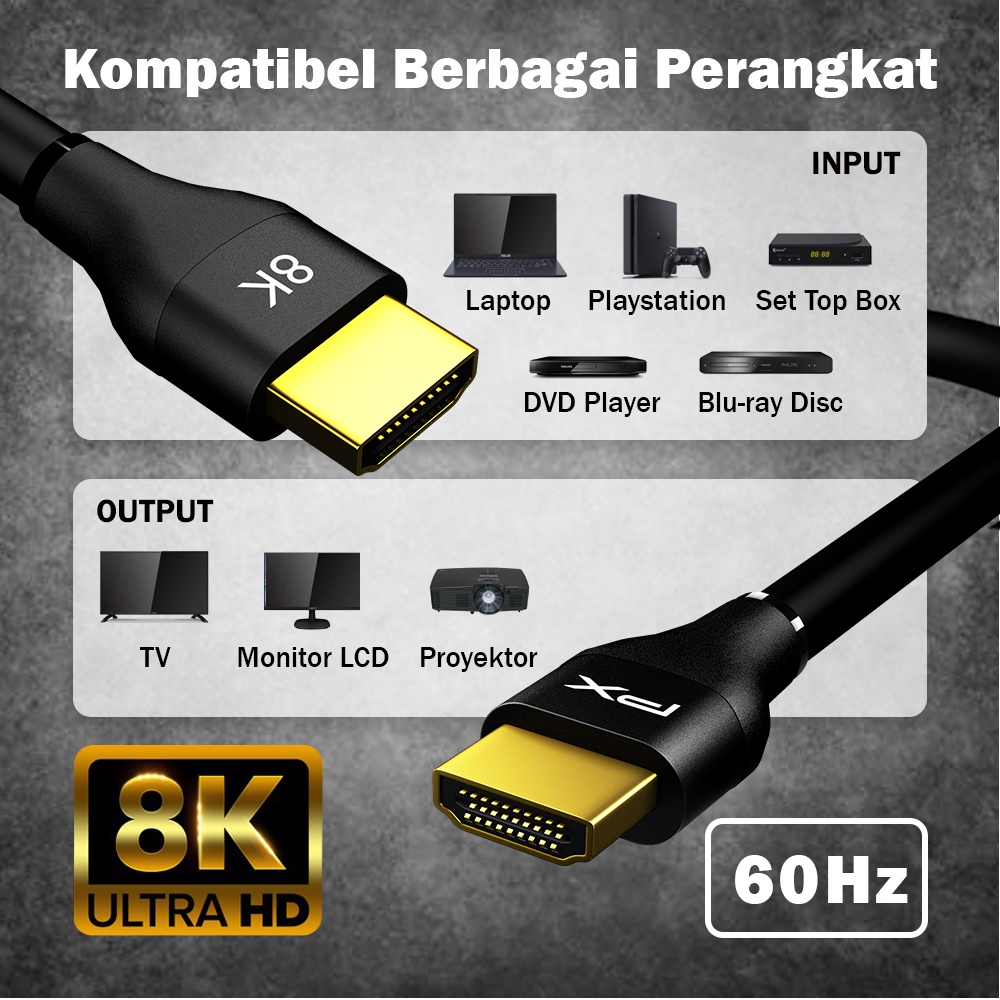 PX HDMI-1.5X Kabel HDMI 2.1 High Speed UHD 8K HDR HDMI Cable 1.5M