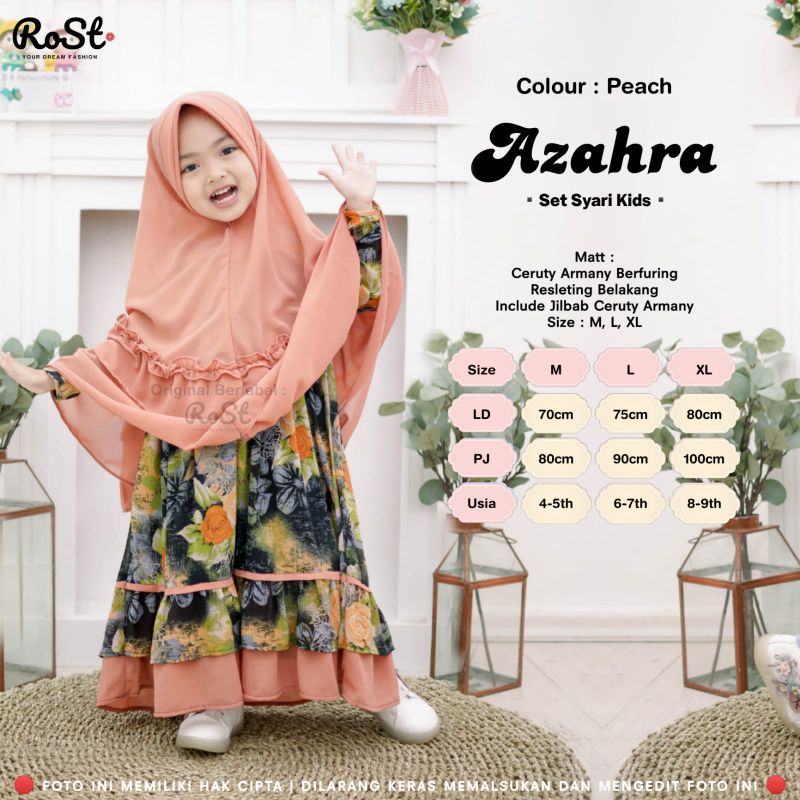 BAJU ANAK PEREMPUAN Ceruty USIA 4 TAHUN Azzahra set Syari  by RoSt