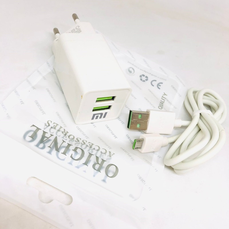 CHARGER VOOC 2USB MICRO TYPE XIAOMI PACKING PLASTIK PROMO SEN