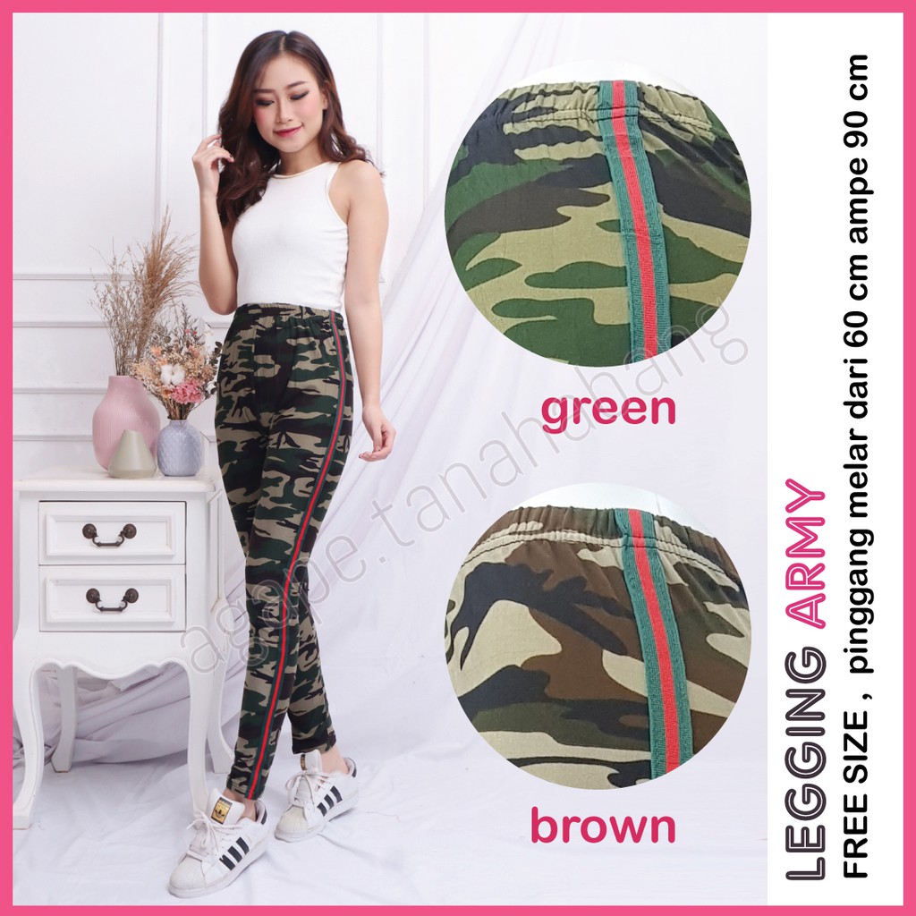 legging Army Wanita Jumbo / Leging Army Wanita / Legging Lis Army Wanita Jumbo / Agape