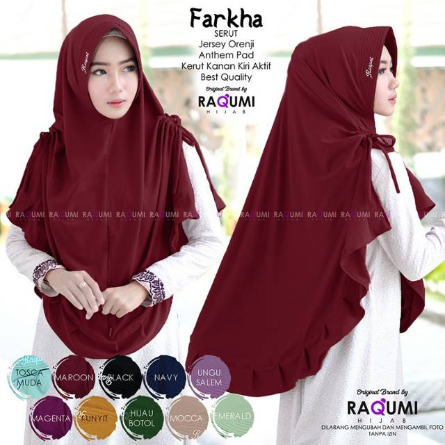 Jilbab Instant Farkha Jersey Orenji Polos Ori Raqumi Hijab Grosir Kerudung Khimar Qimar Termurah