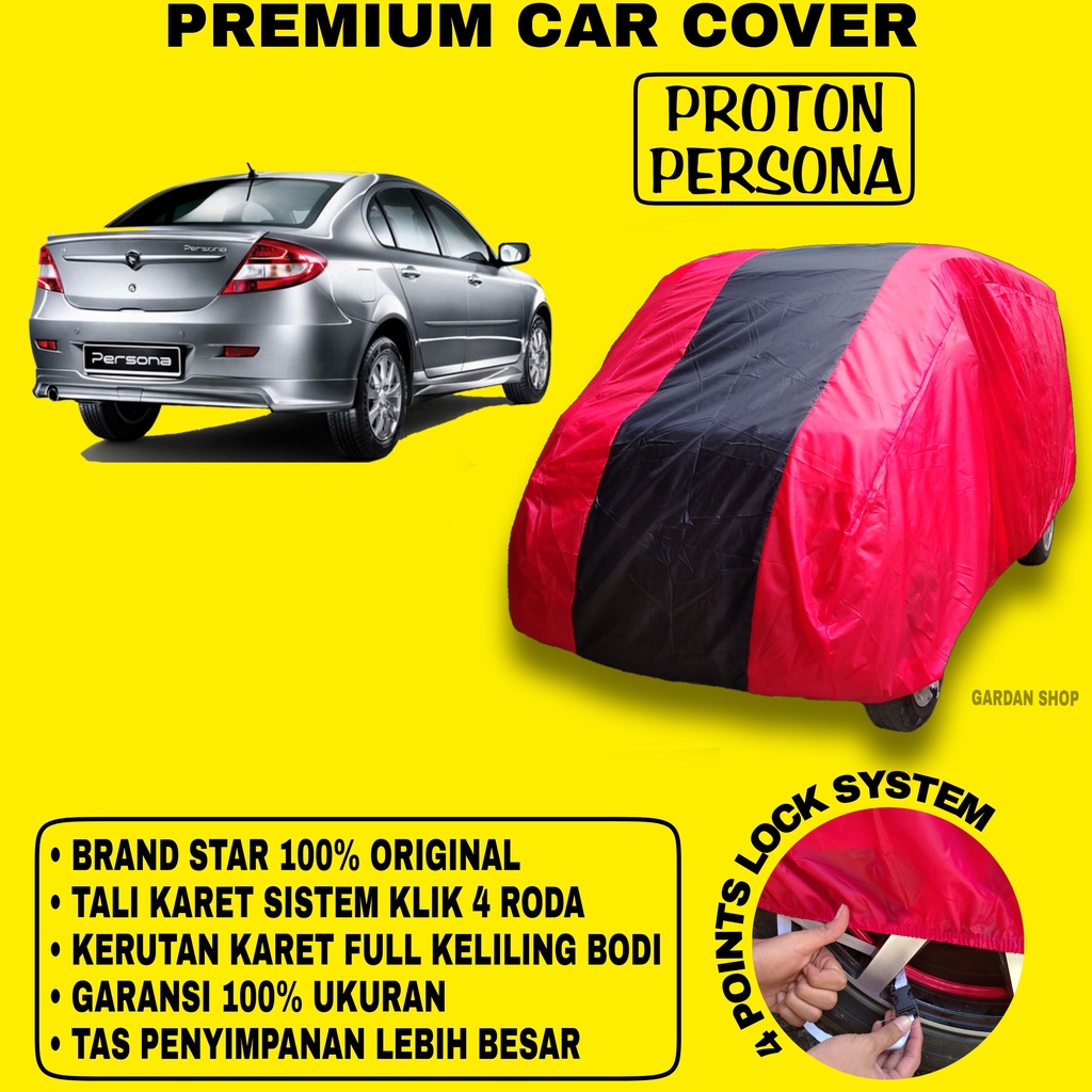 Body Cover PROTON PERSONA MERAH HITAM Penutup Bodi Mobil Proton Persona Waterproof PREMIUM