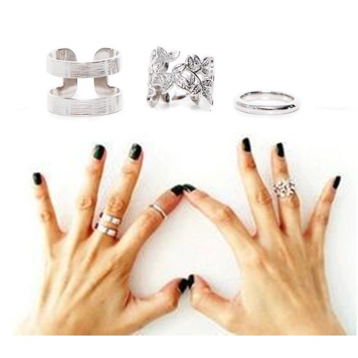 Cincin Emas / Perak J13 Wanita 3Pc Set Korea Fashion Perhiasan Wanita Women Ring