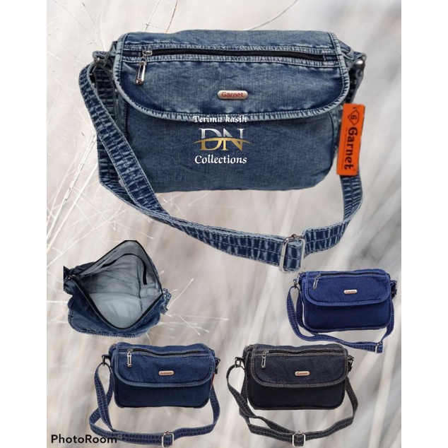 Tas slempang wanita bahan jeans denim tebal halus kuat jahitan rapi