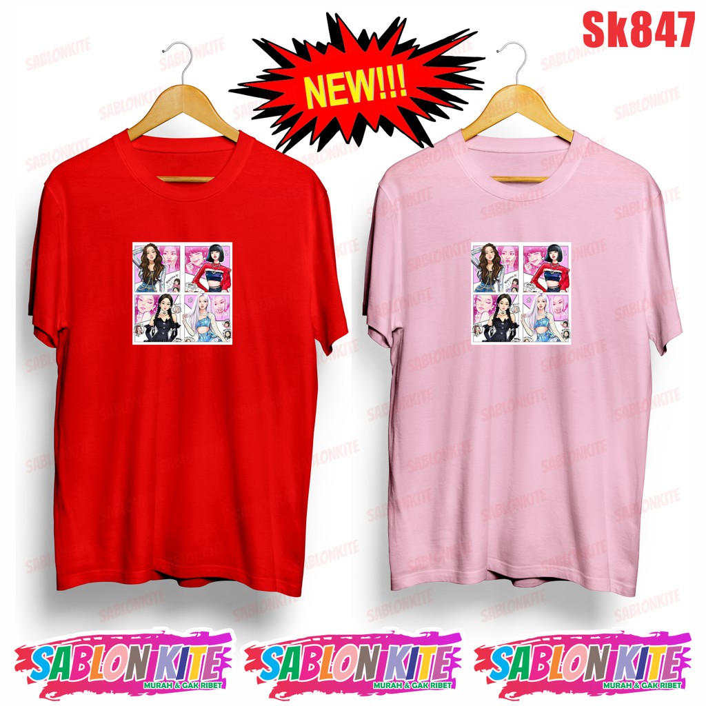 MURAH!!! KAOS BLACKPINK KARTUN CARTOON SK847 UNISEX COMBED 30S