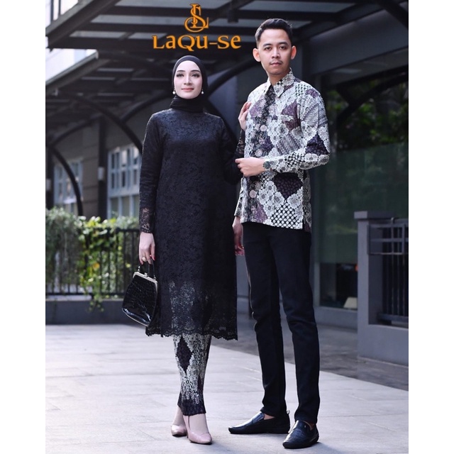 Setelan Kebaya Tunik Batik Couple Modern Terbaru Outfit Pasangan Kondangan Wisuda By Laquse_kebaya2