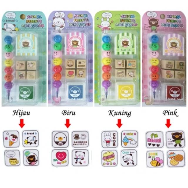

Animal Friends Mini Stamp / Stempel - Crayon / Pensil warna
