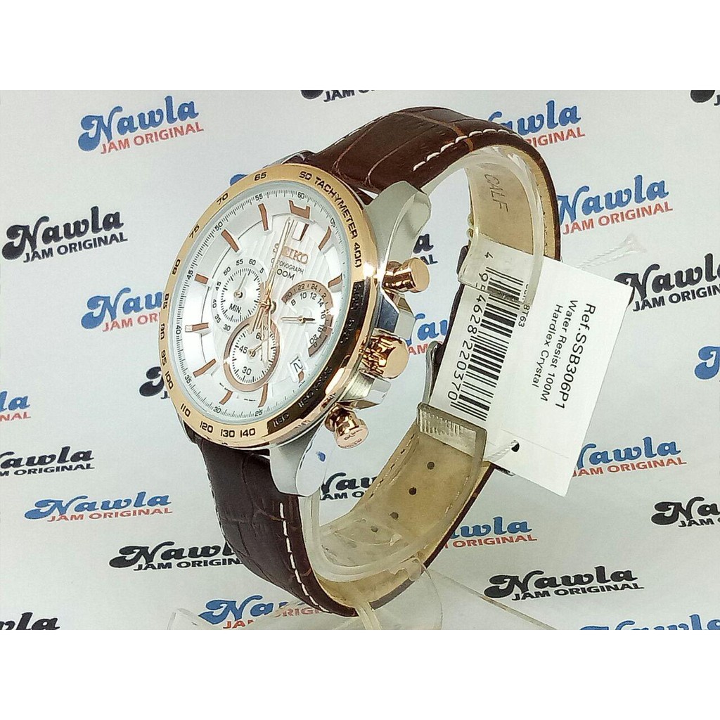 Seiko Quartz SSB306P1 Chronograph Brown Leather - Jam Tangan Pria SSB306