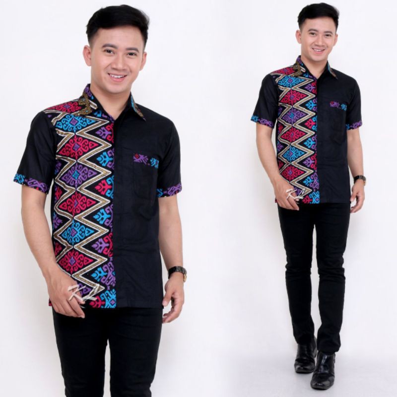 KEMEJA BATIK MOTIF SONGKET UNGU SIZE M L XL BAHAN KATUN OIL MIX PRADA PEKALONGAN KERAH KOKO   M L XL