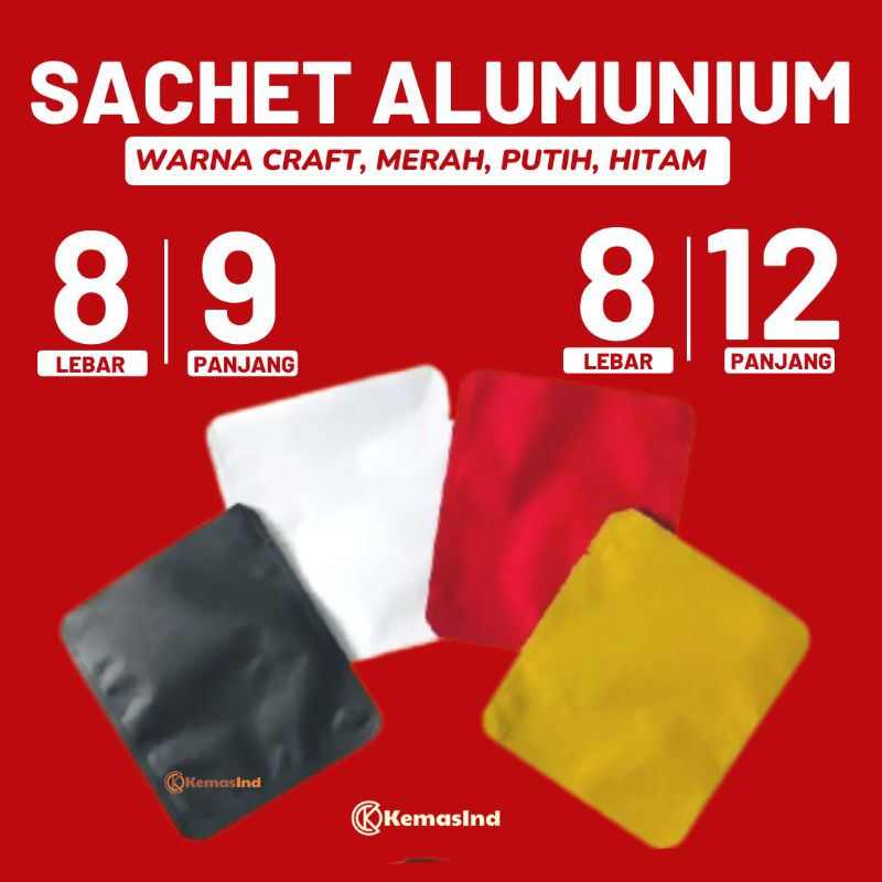 Sachet Full Foil Warna doff 8x9 8x12 / sachet 8 x 9 8 x 12 / isi 100pcs sachet alumunium foil