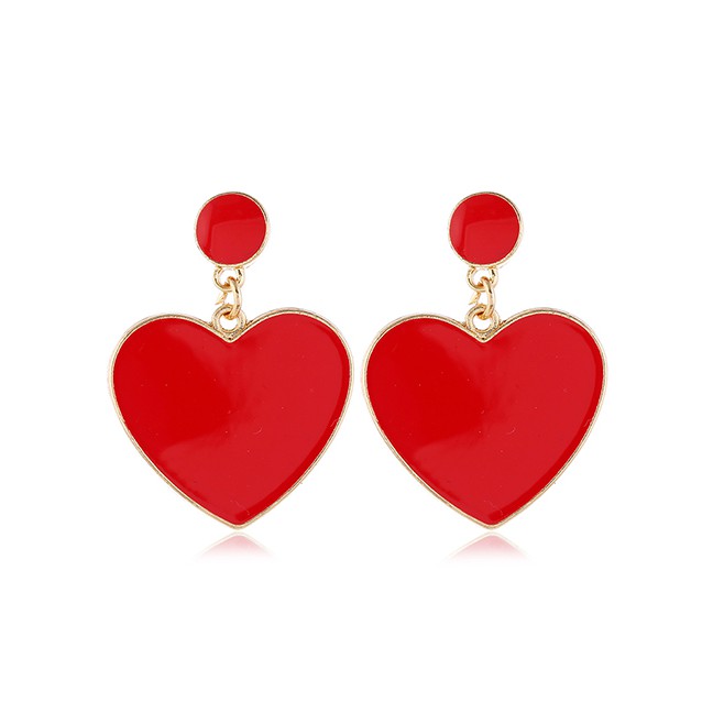 LRC Anting Tusuk Fashion  Drop Nectarine Heart Studs A60123