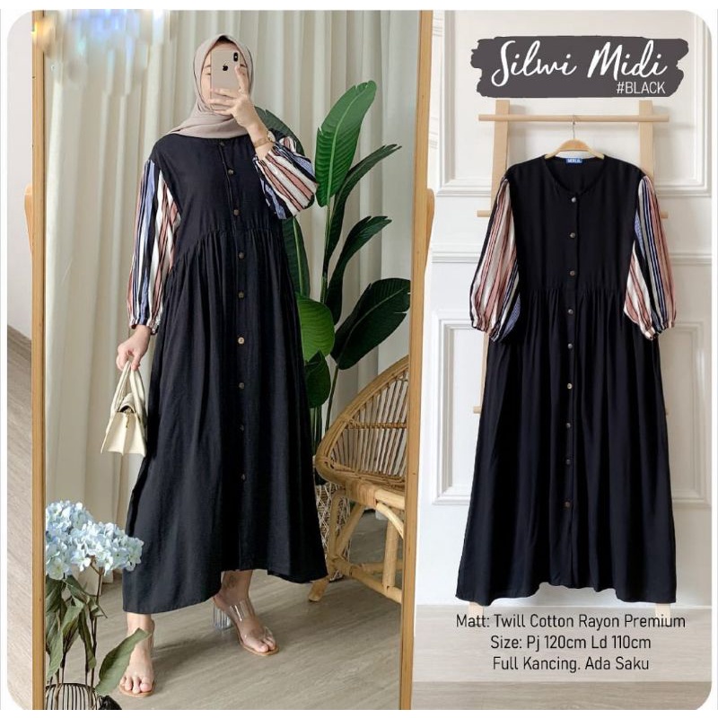 SILWI MIDI / HAKO MIDI / HAKO MIDI DRESS / MIDI DRESS TERBARU ATASAN WANITA KEKINIAN / SOJIN MIDI / 