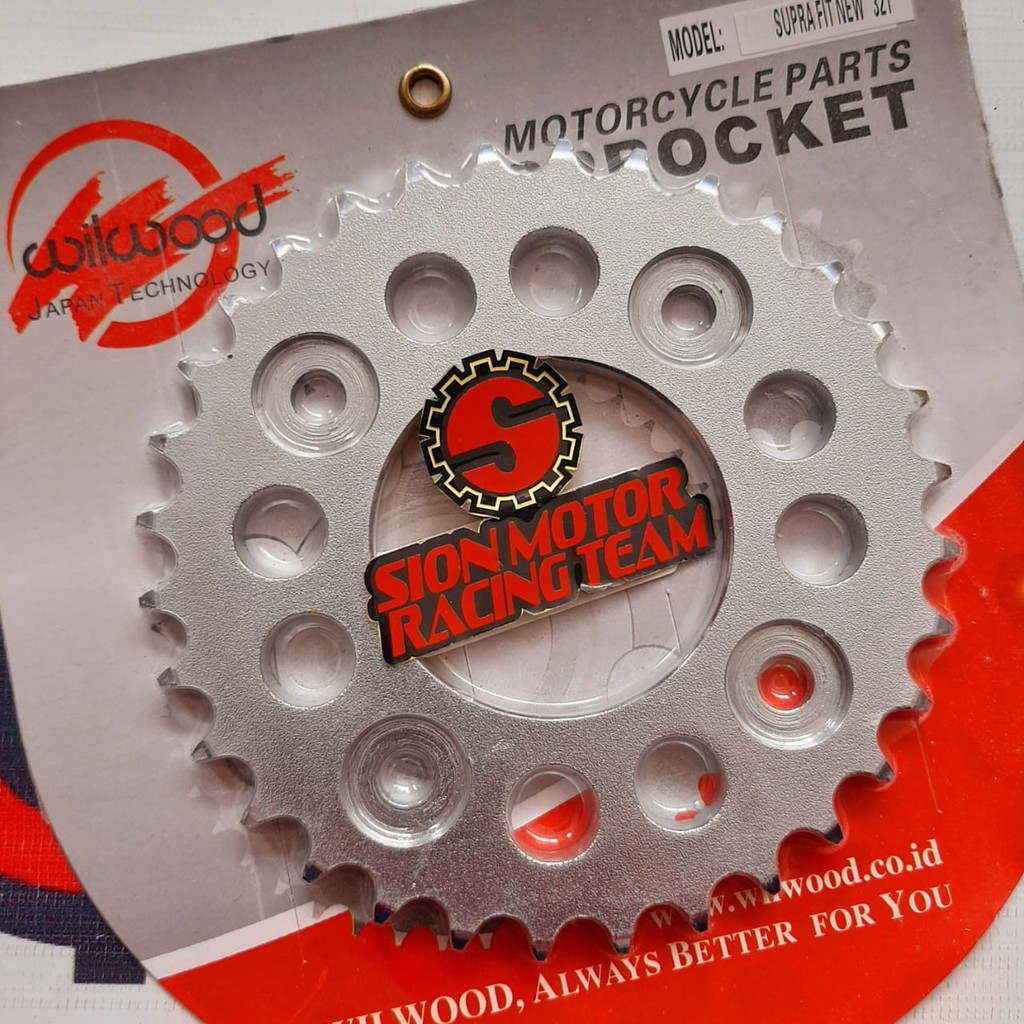 Gear Belakang Gir 428-32T Honda Supra Fit New / Karisma / Supra X 125 / Wave 125 Wilwood Chrome-3
