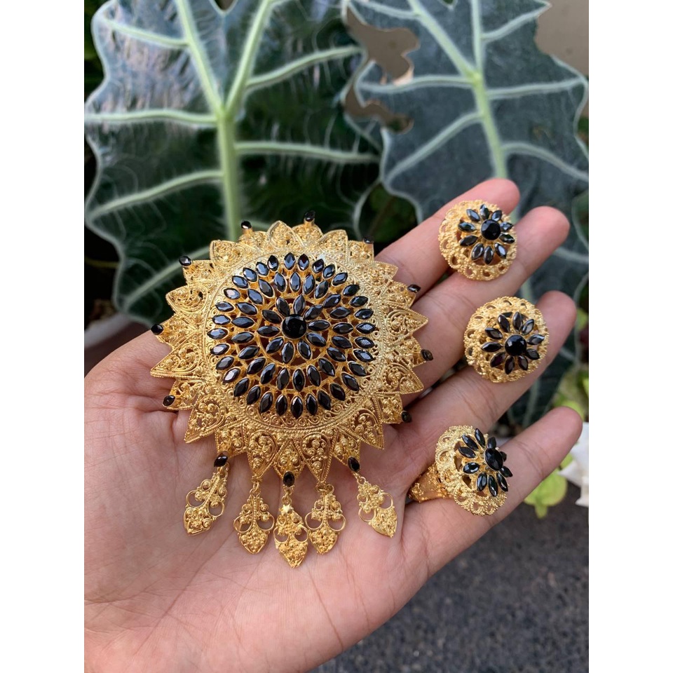 bros alpaka bali set kebaya motif matahari borobudur