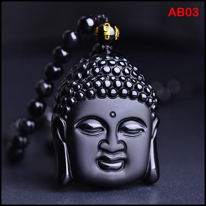 Kalung Black Obsidian Kepala Buddha (Ab03)
