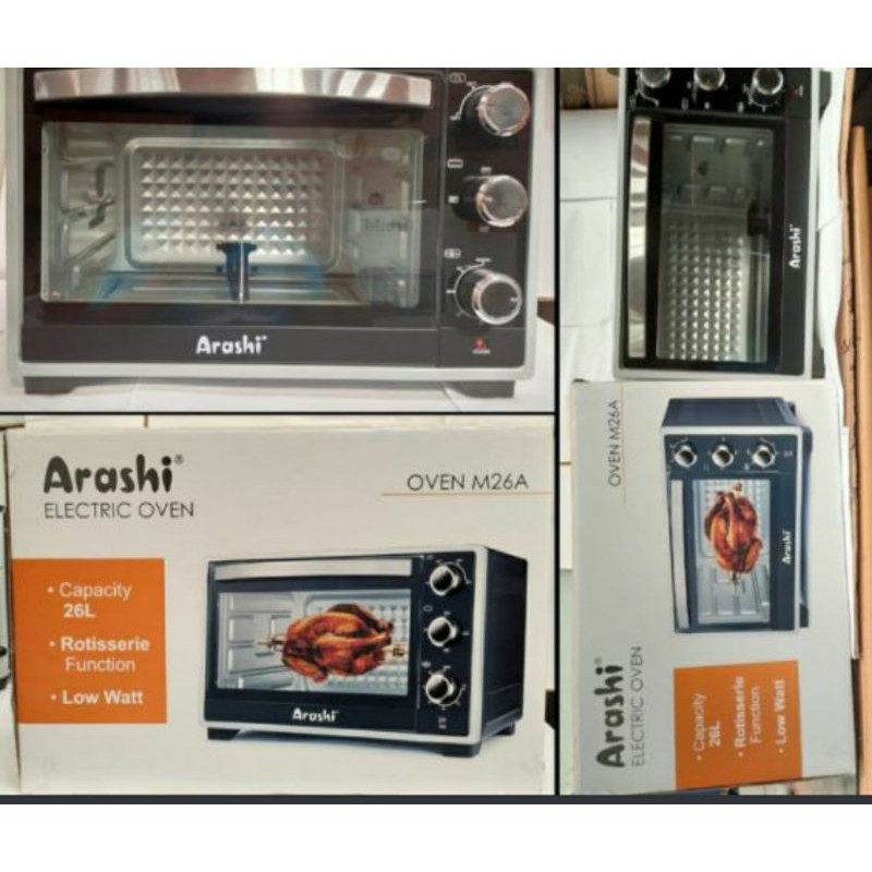 oven listrik ARASHI M 26A - 26 liter - low watt garansi - rottiseries