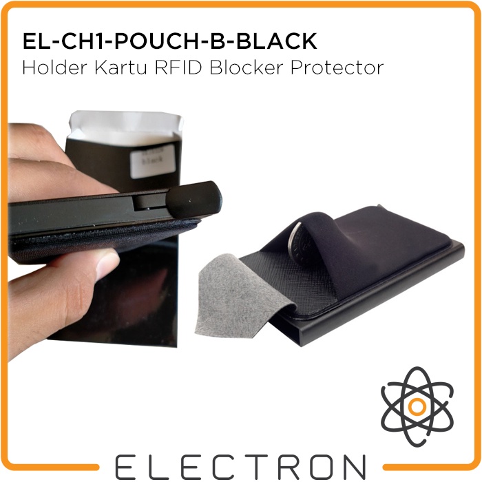 EL-CH1-POUCH-B-BLACK Card Holder Kartu RFID Blocker Protector Smart