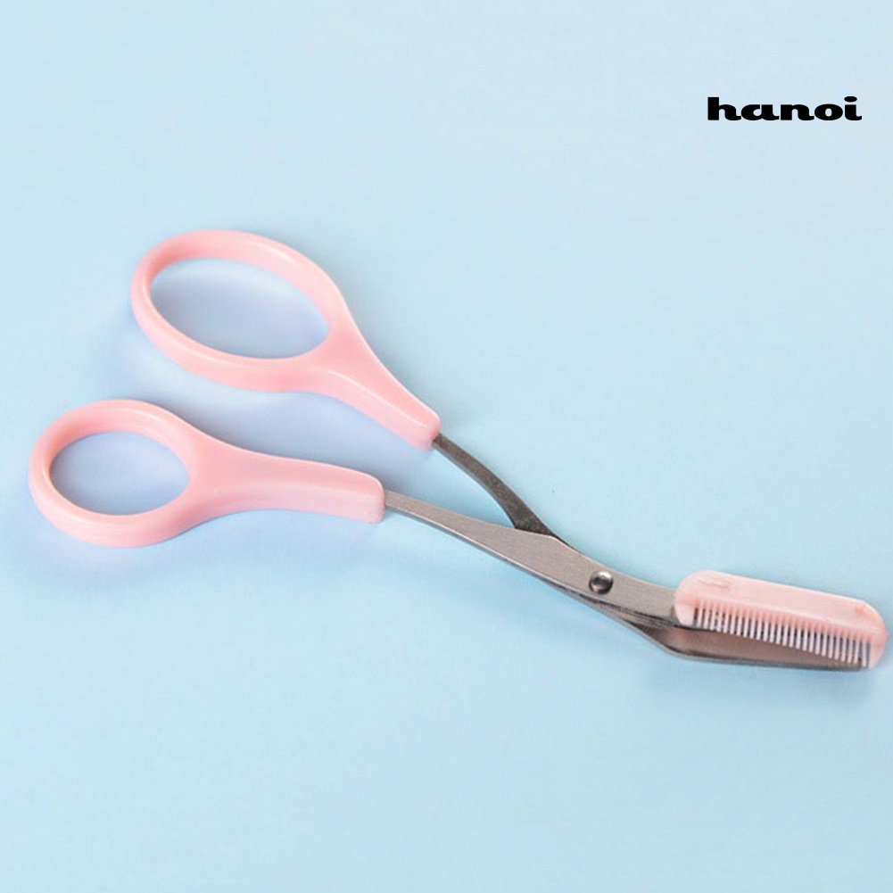 HQTM_Stainless Steel Eyebrow Trimmer Scissor with Comb Facial Hair Removal Shaver