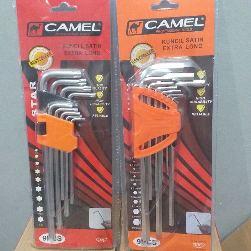 ORI Camel Kunci L Bintang Kunci L Satin Set 9pcs Ext Long ( Panjang)