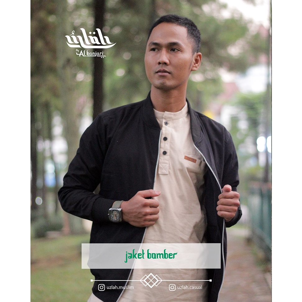 Jaket Bomber Canvas Hitam - Uzlah