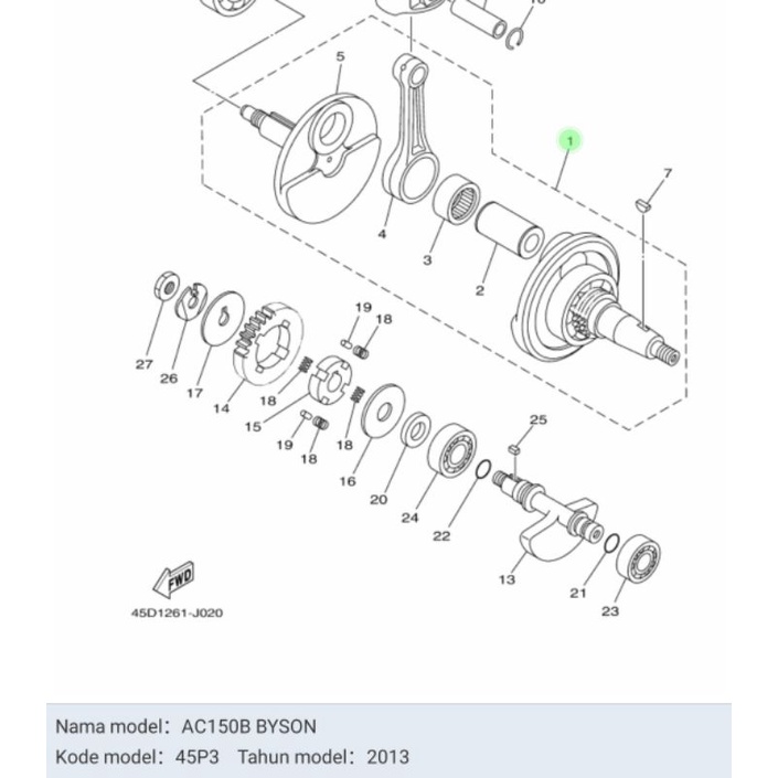 CRANCKSHAFT KRUK AS KREK AS BYSON KARBU ASLI ORI YAMAHA 45P WE140 00