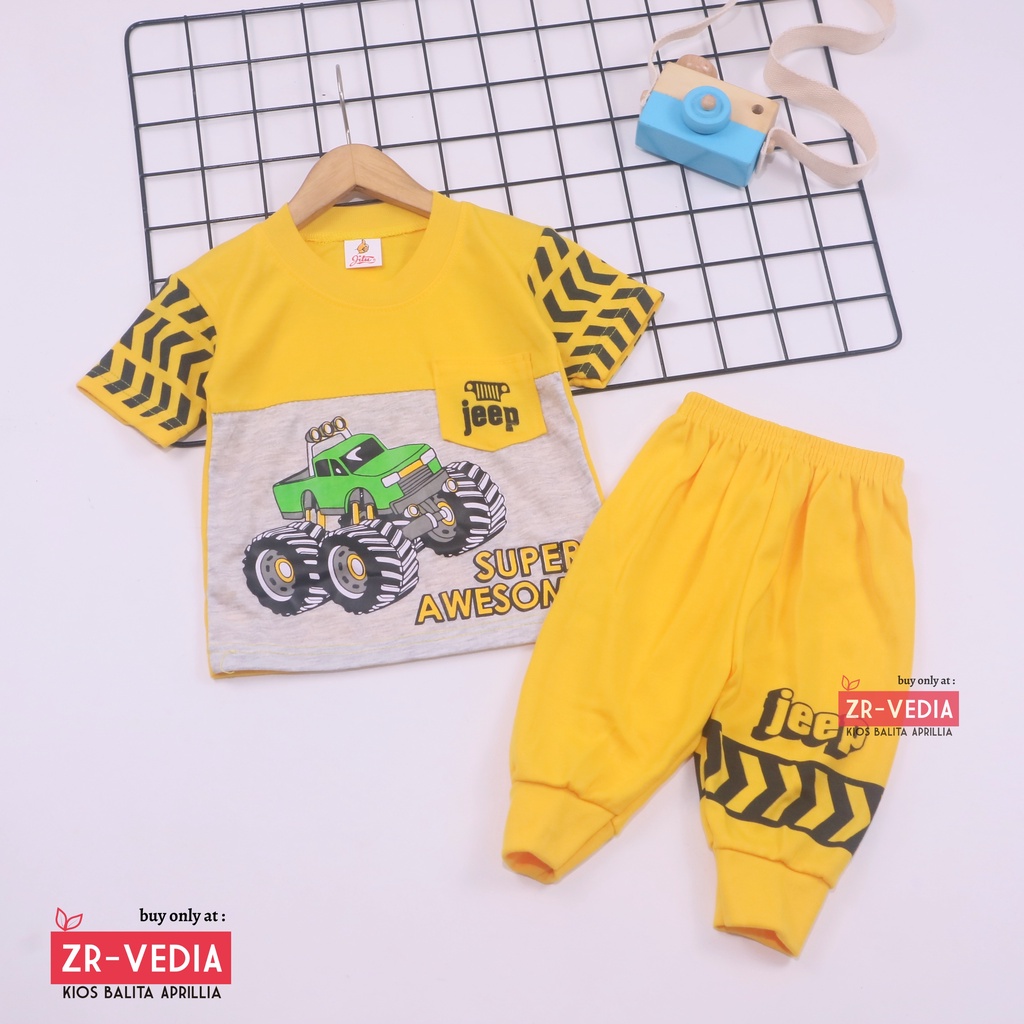 Setelan Pokopow uk 3-18 Bulan / Export Branded Kaos Bayi Laki Laki Baju Karakter Set New Born SNI Import