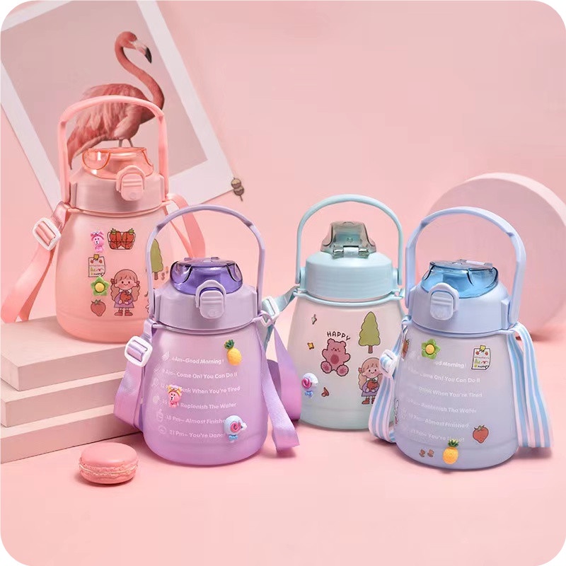 Botol Minum Viral 1300ml / Botol Air Warna Stiker Lucu 1 Liter 300ml - Violet