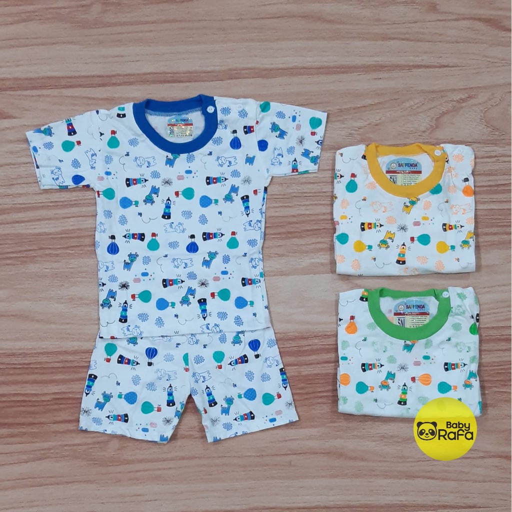 Setelan Baju Bayi Pendek Kancing Bahu 0 - 6 Bulan merk SNI SAFFENDA / FEELLOVEBABY-BALLON
