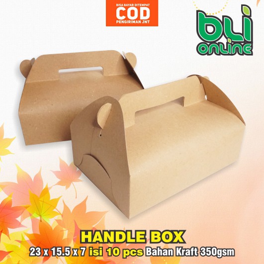 

Box Handle 23 x 15.5 x 7 isi 10 pcs / Kotak Jinjing / Dus Jinjing Kraft / Packaging Kraft