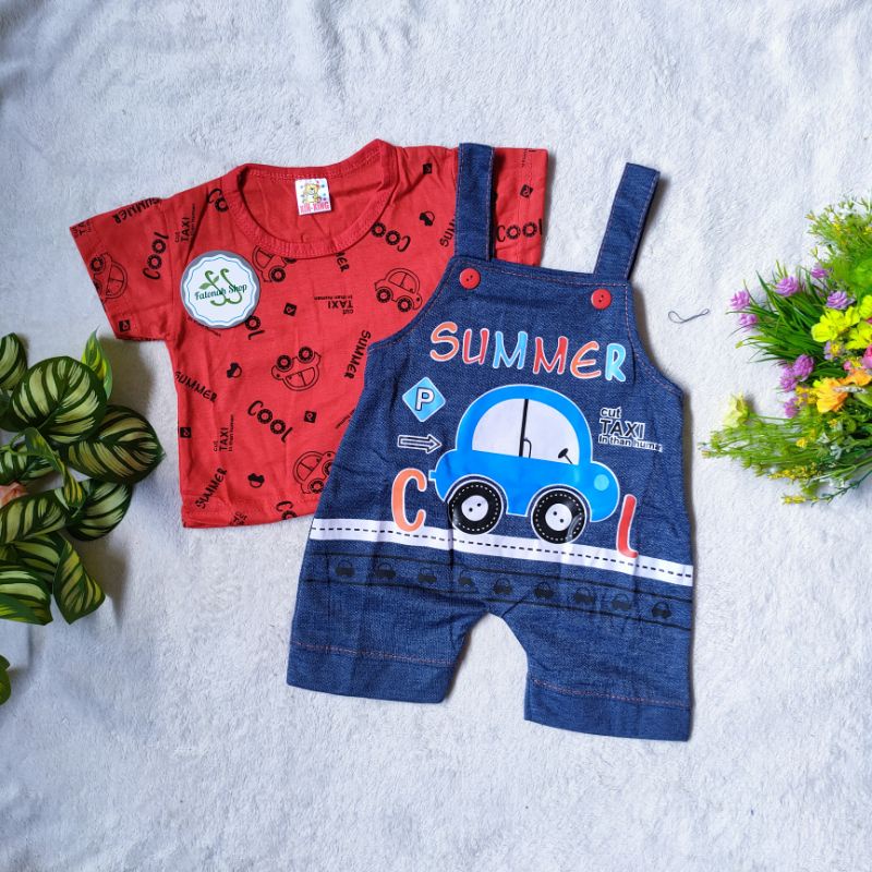 Overall Baby boy 2 3 4 5 6 7 bulan kodokan jeans anak cowok laki laki kaos kartun Doraemon Paus Summer