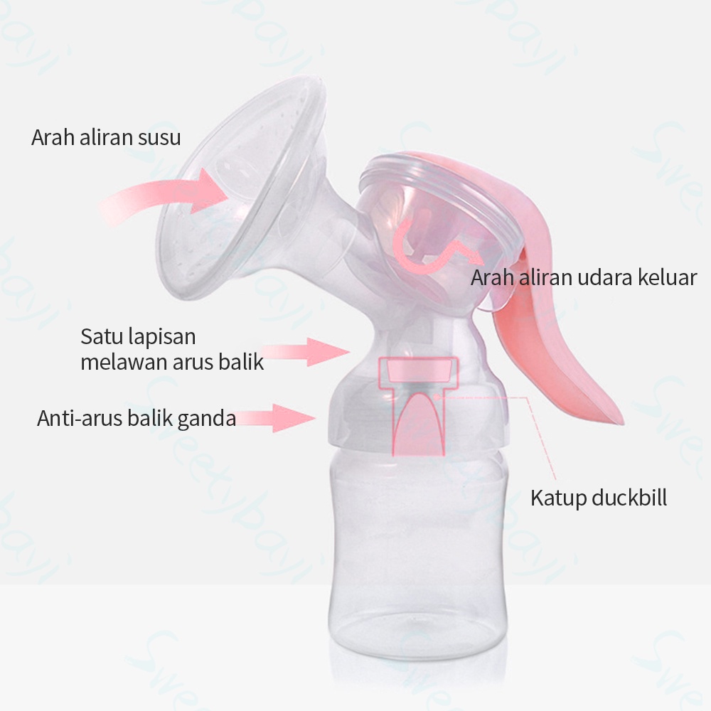 Sweetybayi Pompa asi manual 180 ml breast pump silikon BPA Free