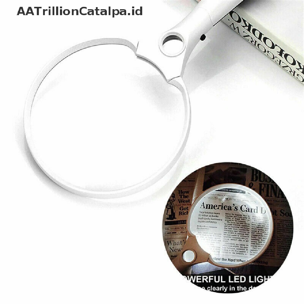 (AATrillionCatalpa) Kaca Pembesar 25X Ekstra Besar Dengan 3 Lampu LED Zoom