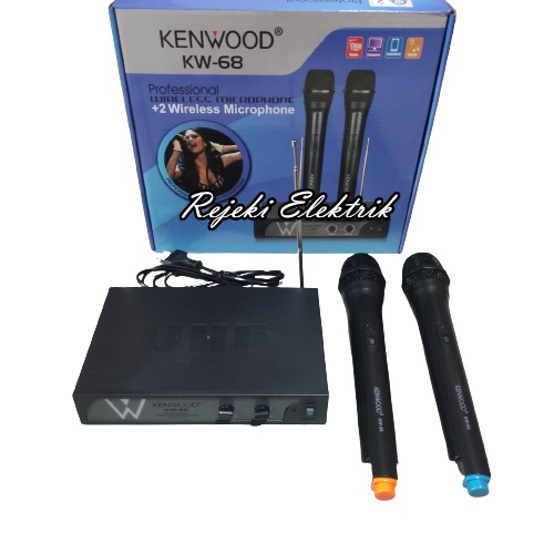 Mic Microphone Wireless Kenwood KW-68 - Mikrofon Double UHF Wireless - TERBARU