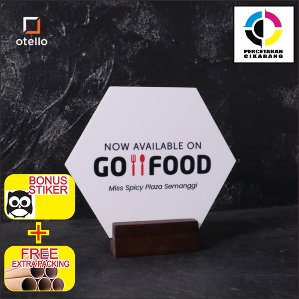 Terlaris Grab Food Go Food | Table Sign Akrilik | Sign Papan Meja Cafe - Grab Food Elegan