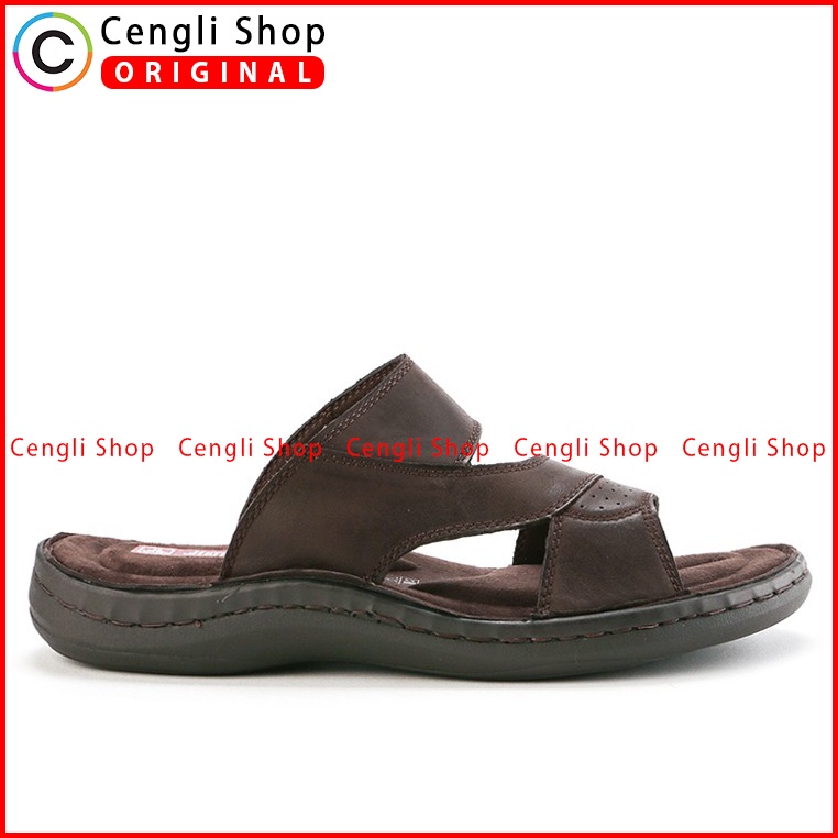 SANDAL CASUAL JIM JOKER PRIA ORIGINAL SLIDE KULIT BRANDED COKLAT JJ09