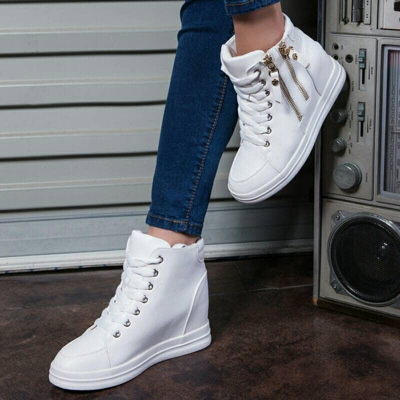 SEPATU SNEAKER BOOT PUTIH RESLETING CEWEK WANITA ELEGANT 