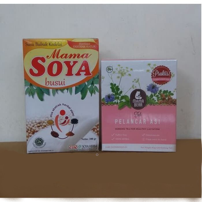 Paket Hemat Pelancar Asi - isi Teh Celup Mama Bear dan Mama Soya - Paket Asi Booster