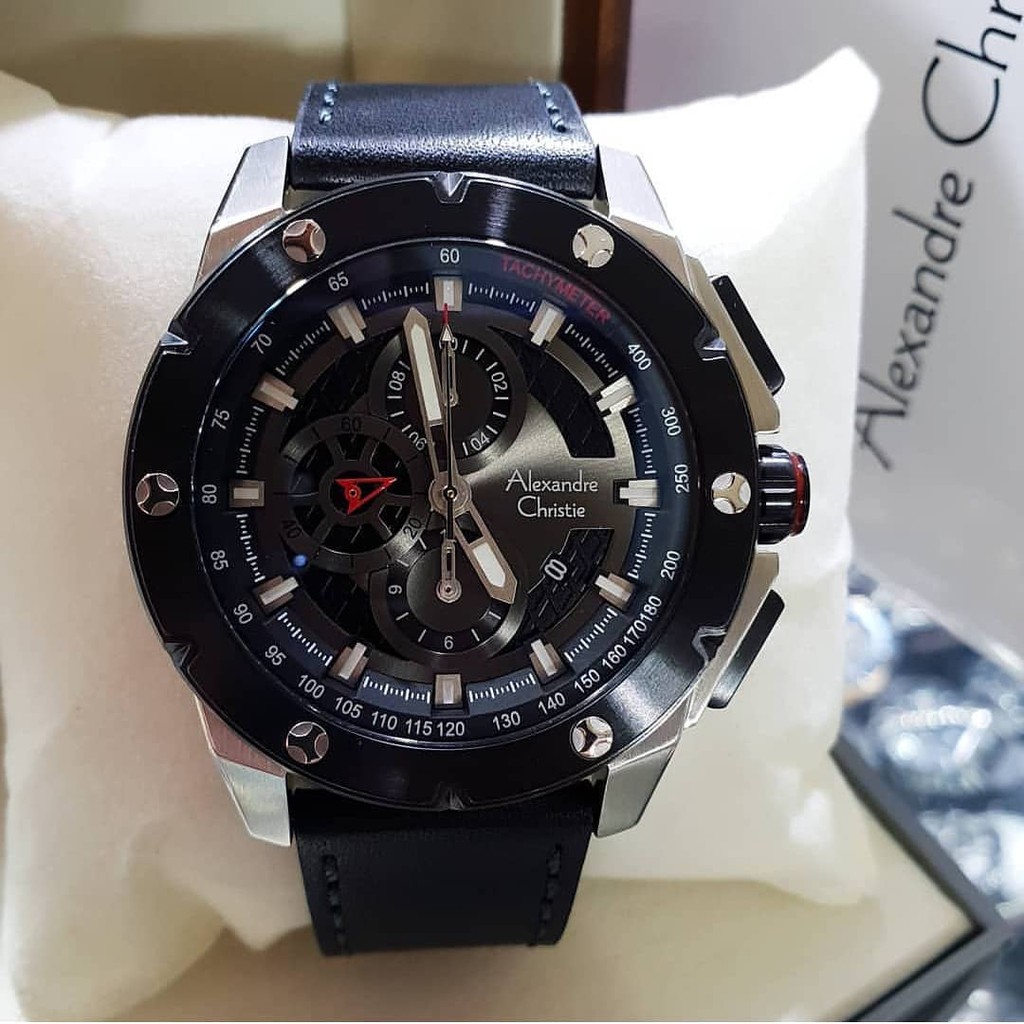 JAM TANGAN PRIA ALEXANDER CHRISTIE ORIGINAL BLACK SILVER AC6549
