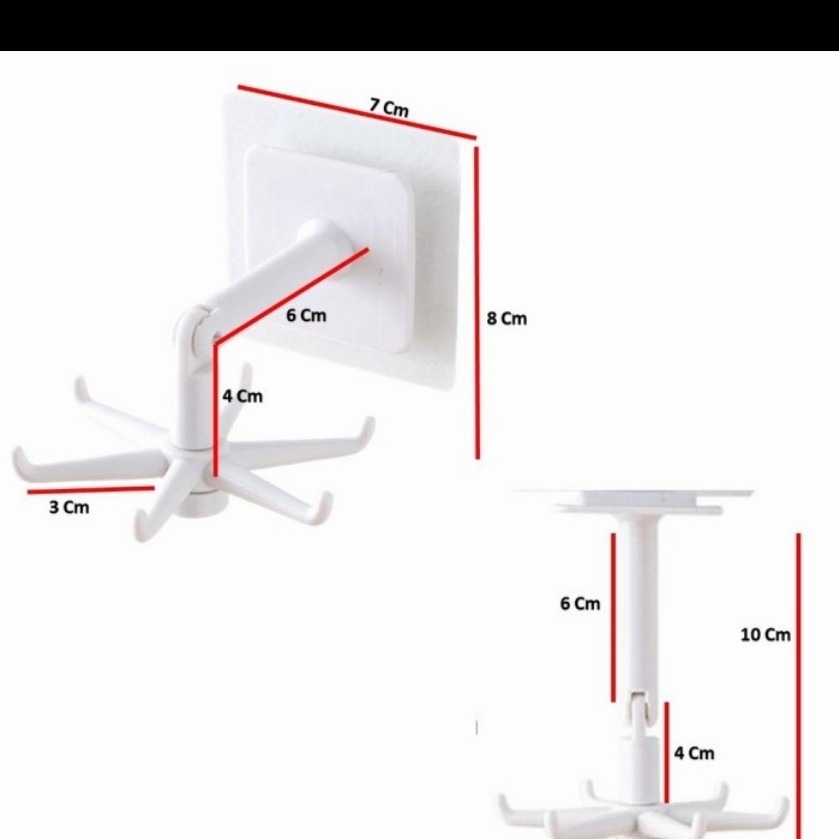 GANTUNGAN DAPUR TEMPEL DINDING TEMBOK HOOK 6 KAIT 360 DERAJAT HOOK PUTAR HANGER SERBAGUNA