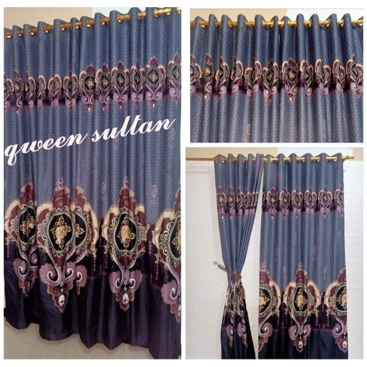 [READY STOK] Horden/Gorden Pintu Jendela 12 Ring Motif Ukuran 128x237 CM