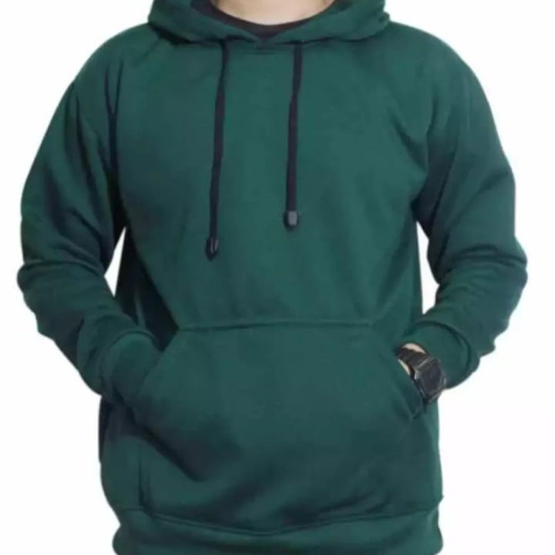 Jaket hoodie polos pria dan wanita modern bahan katun fleece