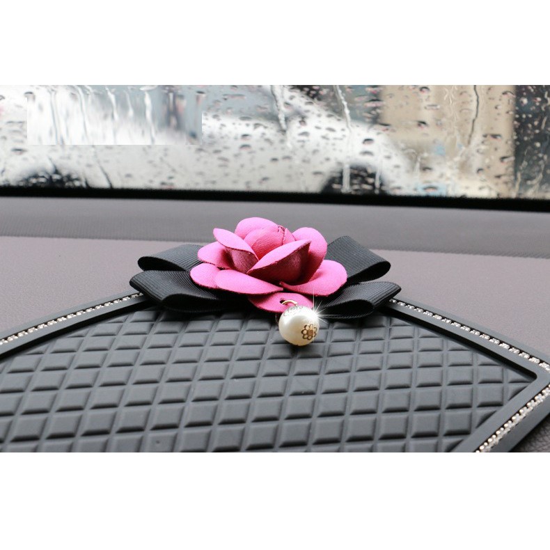 [COD] Anti Slip Mat Dashboard Bunga Mawar Bling Bling | Alas Tatakan Mobil