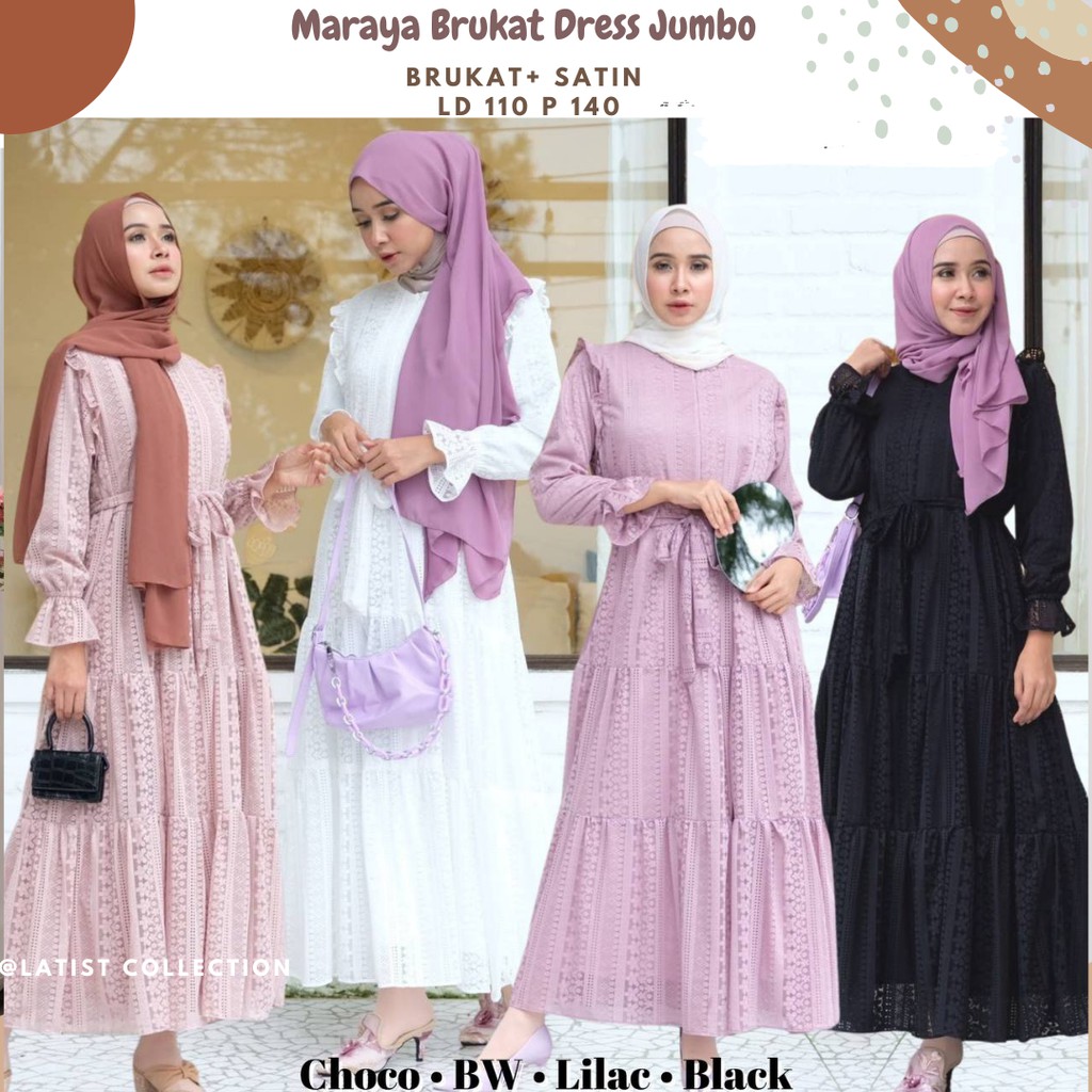Maraya Brukat Dress Jumbo/Dress Brukat Jumbo Ld 110/Dress Jumbo/Gamis Brukat Jumbo/Dress Pesta Jumbo