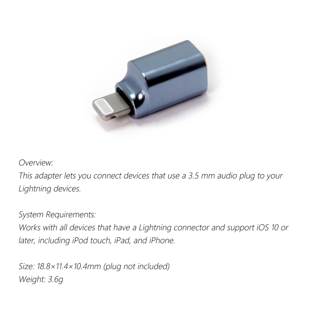 DD ddHiFi All-New Aluminum Alloy TC35i (2021) Light-ning to 3.5mm Headphone Adapter for iOS xiaomi / iPad / iPod Touch