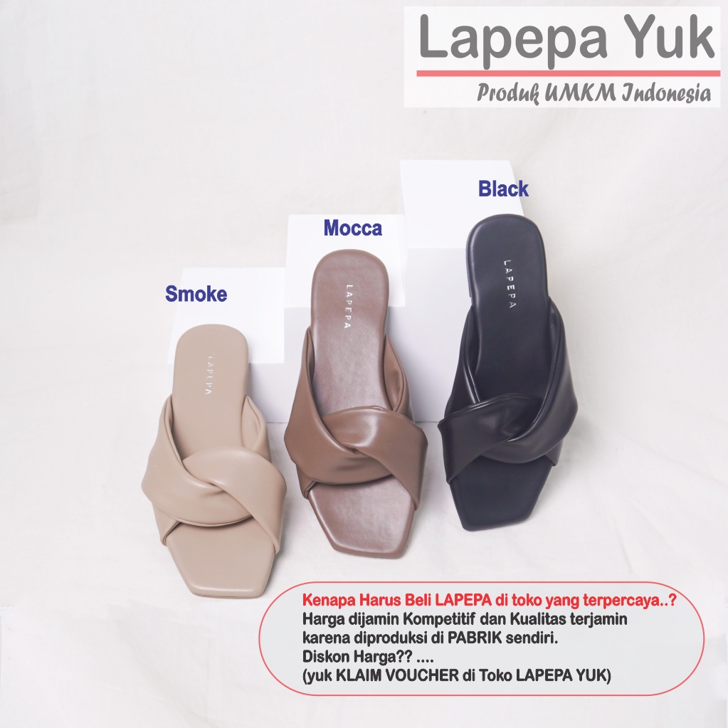 LAPEPA YUK - Sandal Wanita Teplek ARIEL Sendal Cewek Flat Kasual Model Kepang 2 Unik Size 36 37 38 39 40 Lucu Jalan Casual Santai Rumah Slop Warna MOCCA Brown Cokelat Murah Sandals Pergi Selop Premium Original Kekinian Terbaru Shoes Mall Official Store