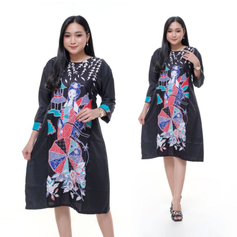 dress tunik batik kampus oshin