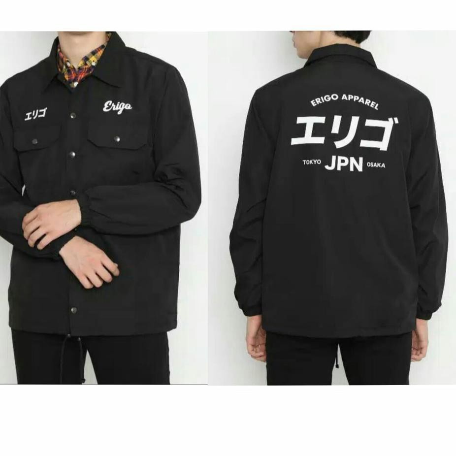 Jaket Coach Apparel Parasut Taslan Cream Bike-HITAM JAPAN