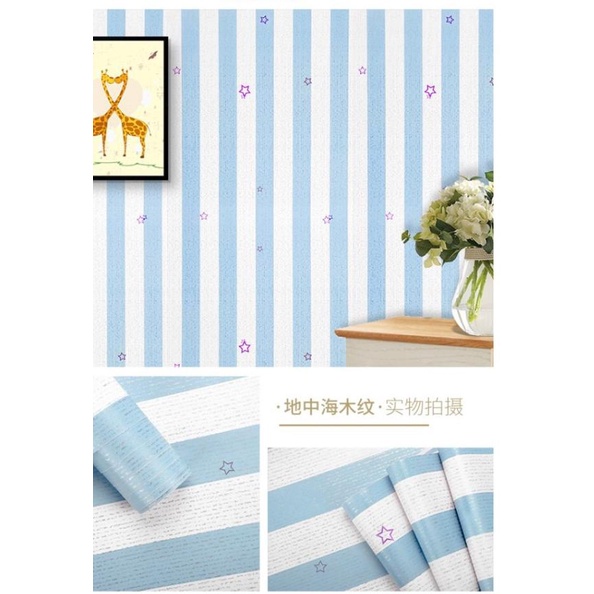 ֍ Wallpaper Dinding Garis Bintang Biru ✺